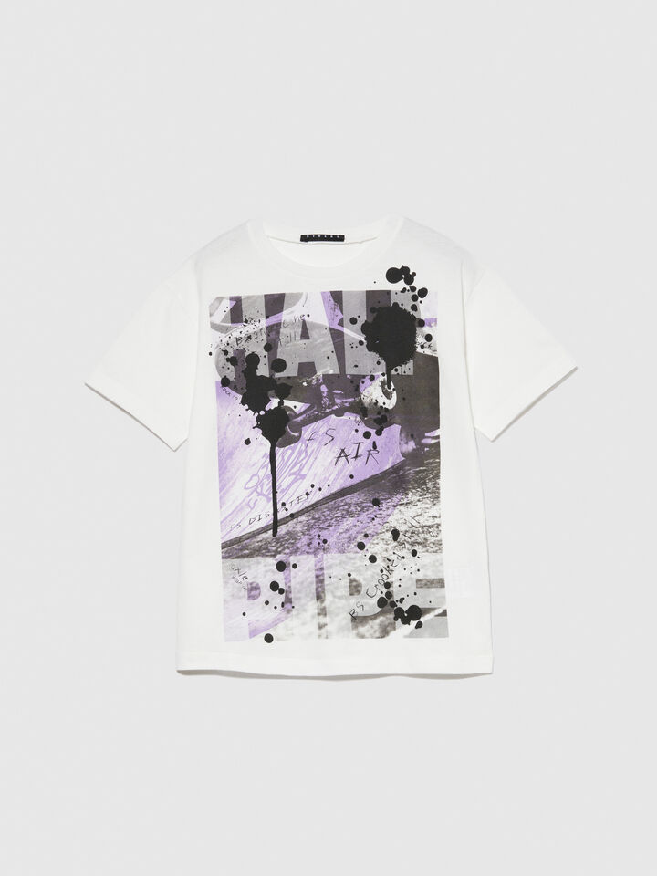 T-shirt with print - boys' short sleeve t-shirts - White | Sisley Young image number 2
